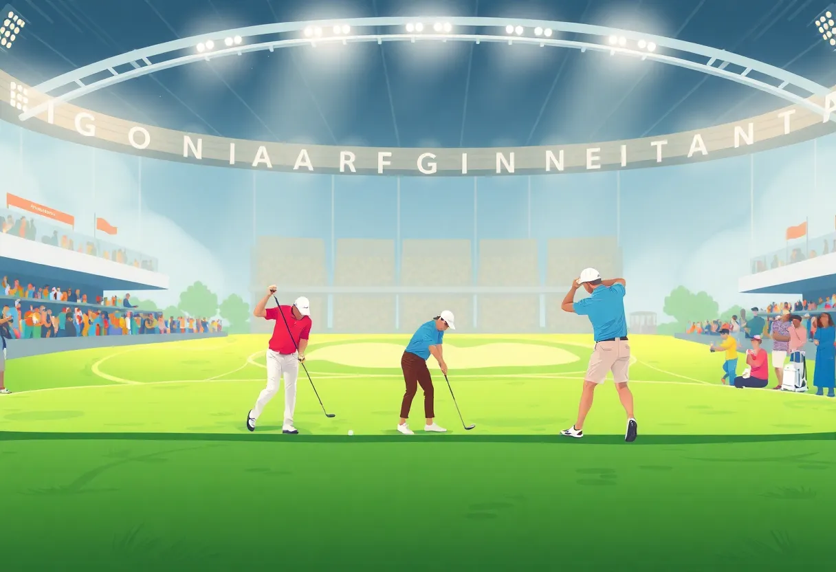 Teams competing in a golf tournament at TGL