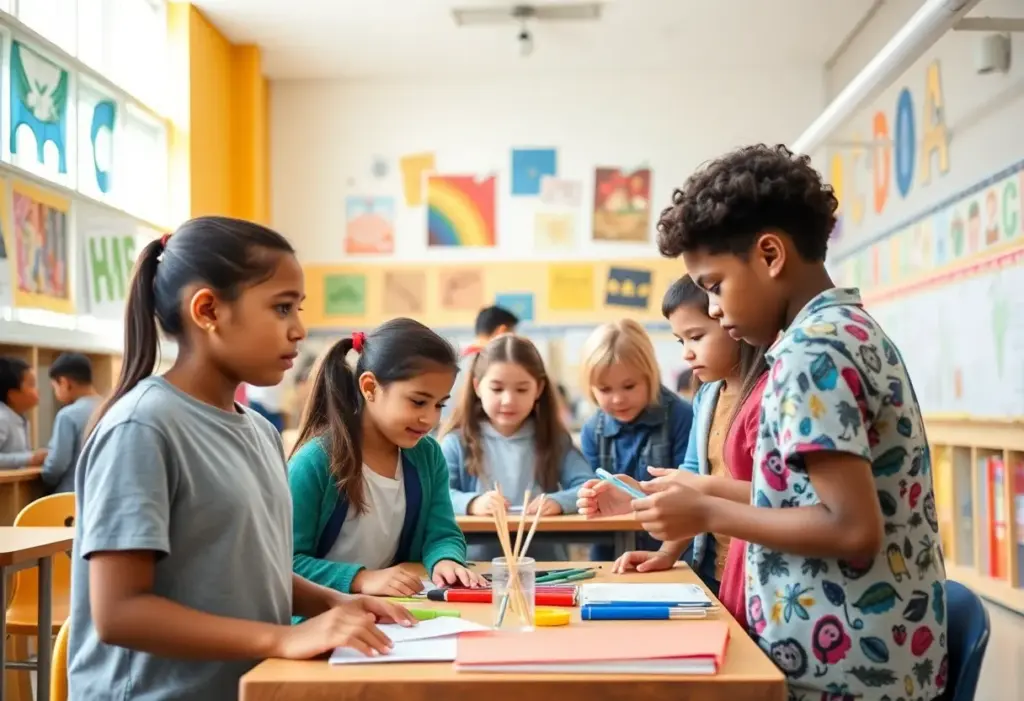 Students participating in diverse learning activities at a public elementary school in New York.