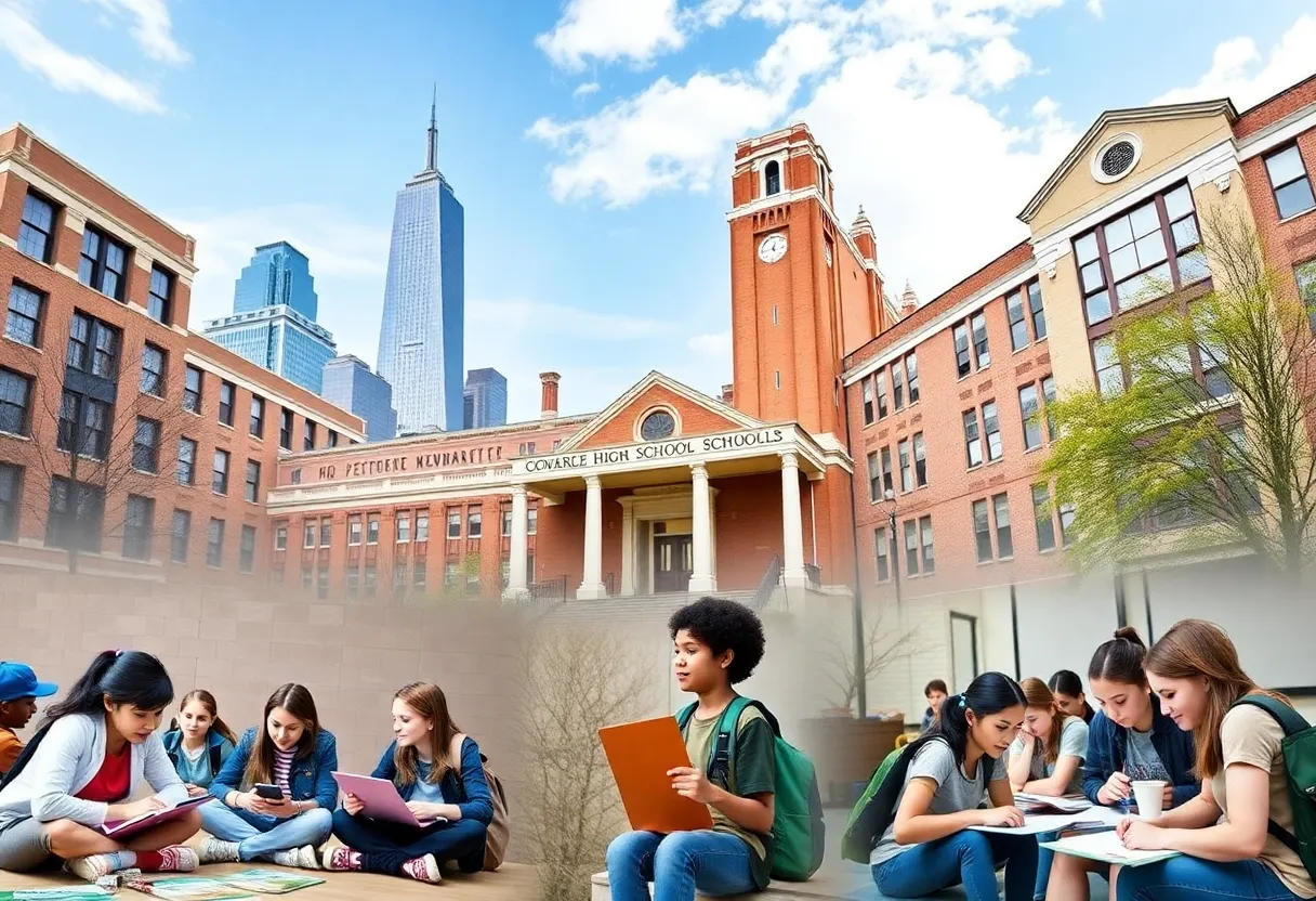 Students participating in educational activities in New York public high schools.