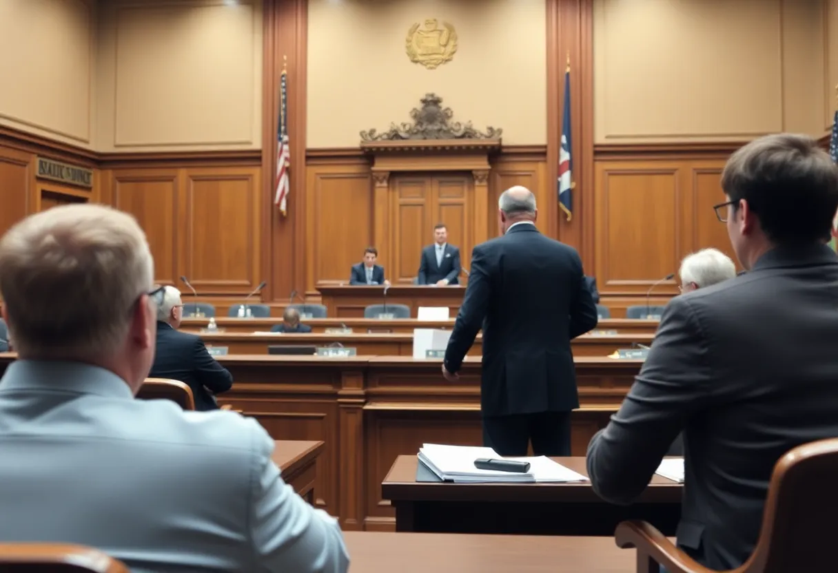 Courtroom scene representing legal investigation of Tvardi Therapeutics