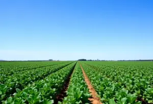 Soybean farm in the U.S. showcasing green crops.