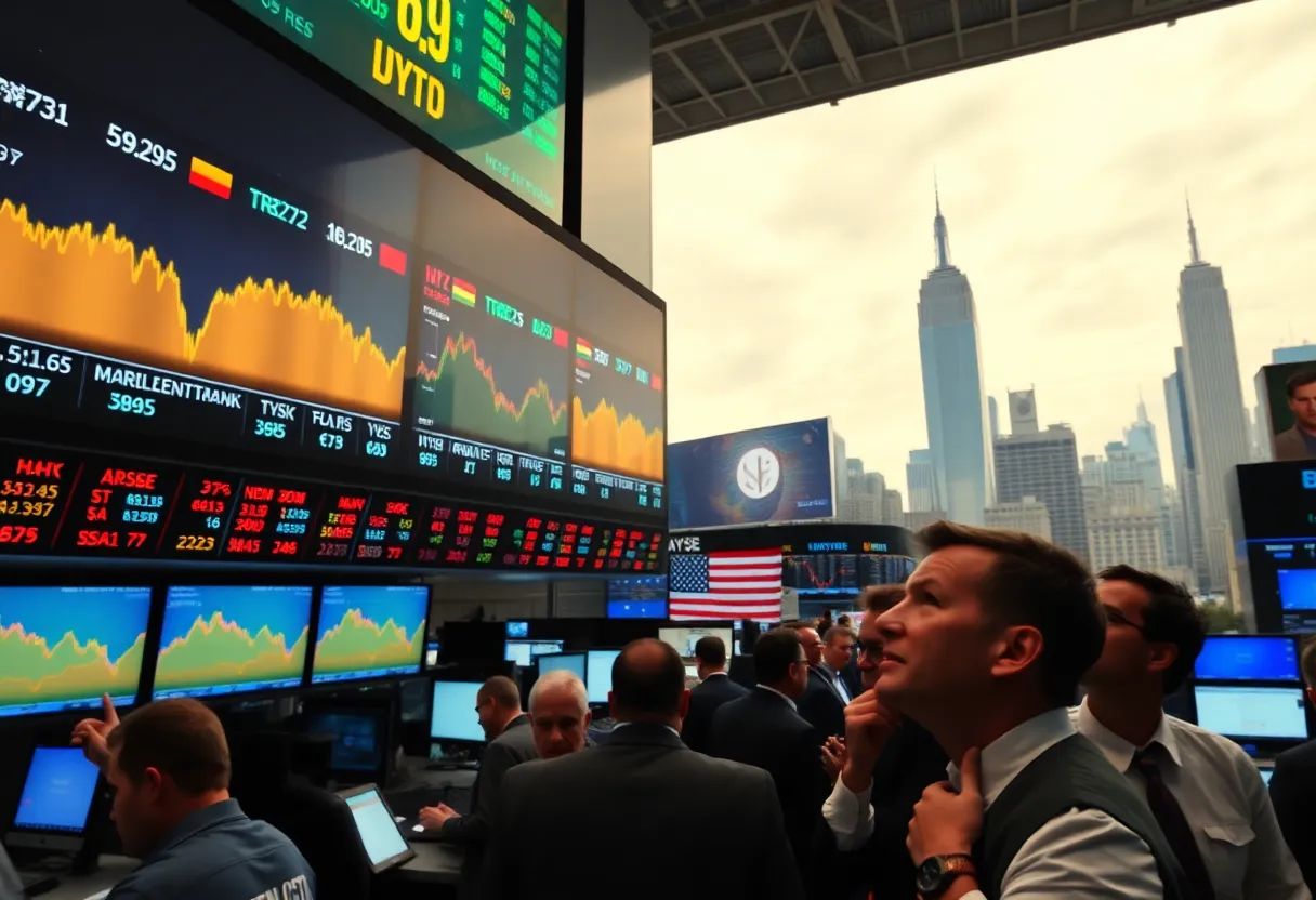 U.S. stock market scene with rising indices