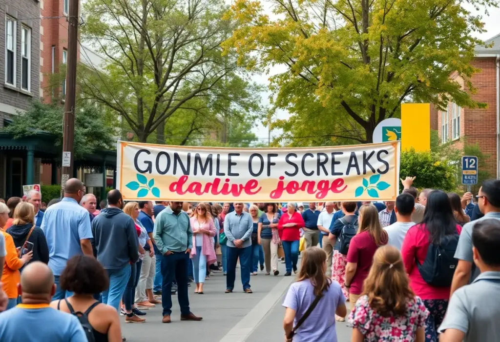 Community members celebrating the street co-naming of Victor Scalici Way.