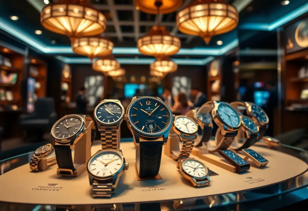 Display of luxury watches at the WatchTime New York event.