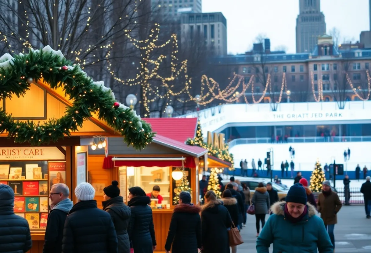 Winter Village at Bryant Park with holiday shops and ice skating rink