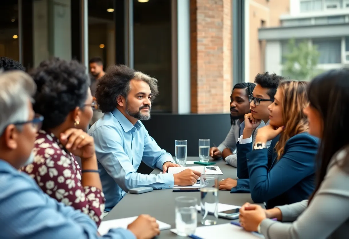 Attendees discussing urban policies at a business forum