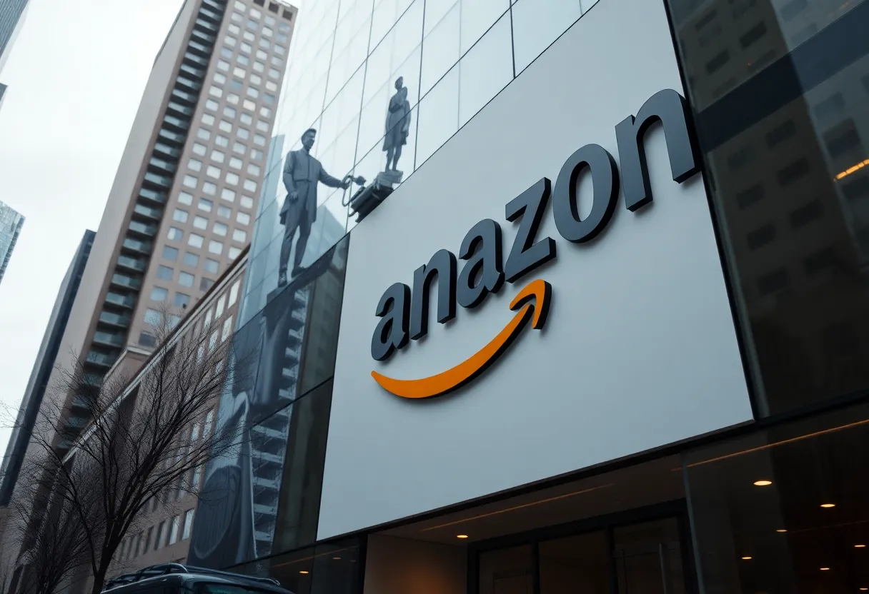 Exterior view of Amazon office building in New York City