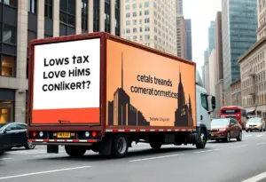 Billboard truck in Manhattan advertising New Hampshire's business advantages