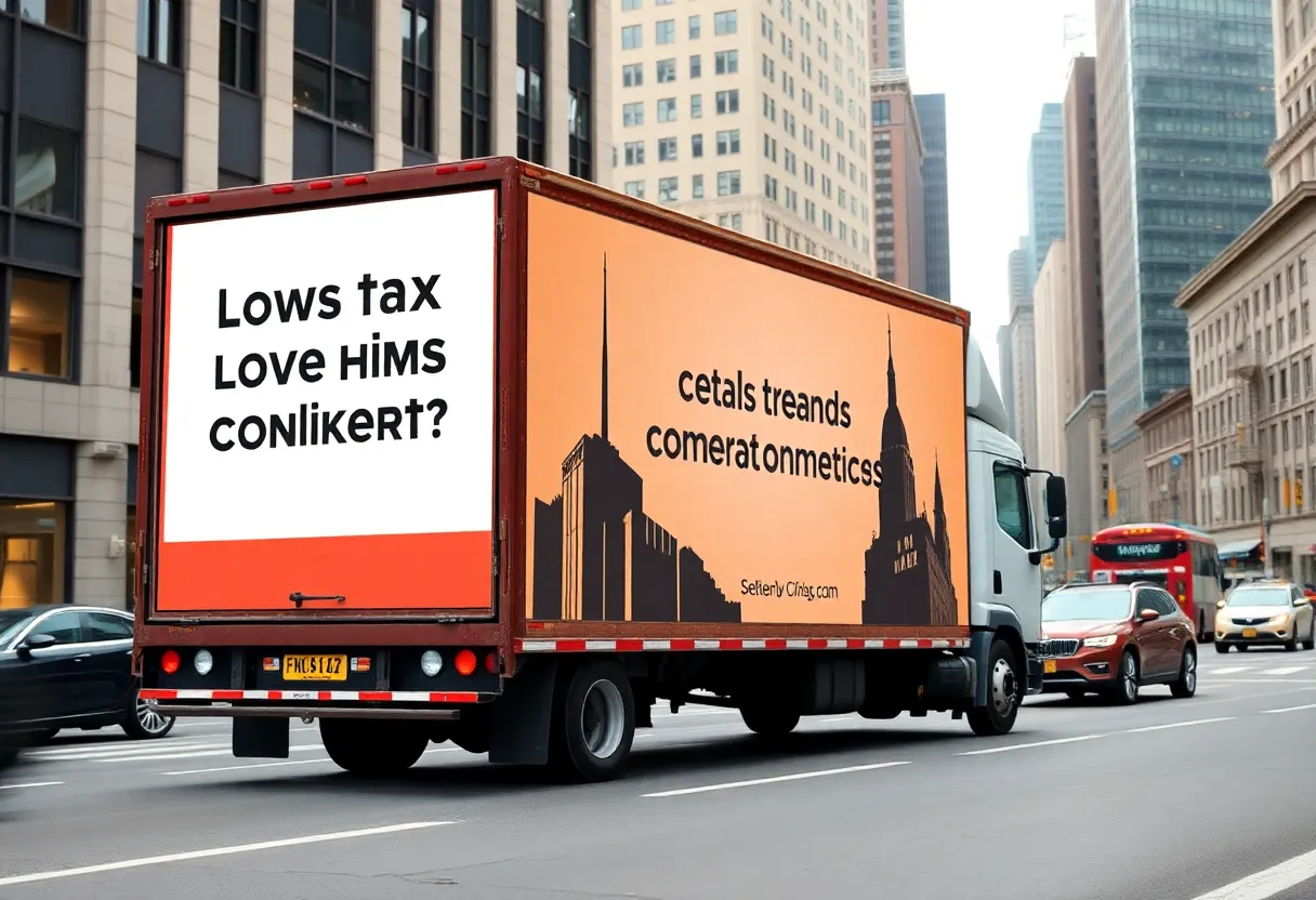 Billboard truck in Manhattan advertising New Hampshire's business advantages