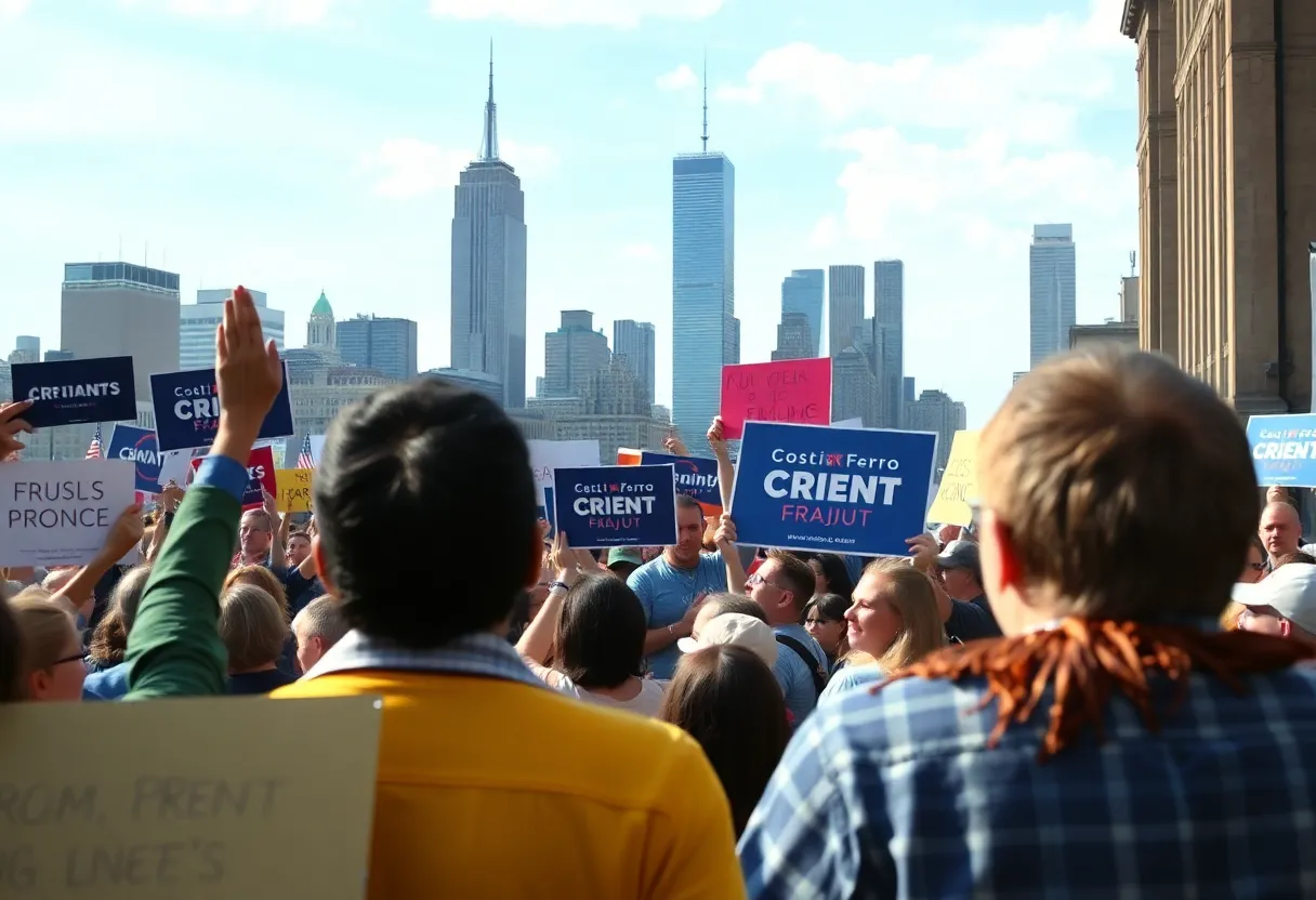 Crowd at a campaign rally in New York City for a congressional candidate.