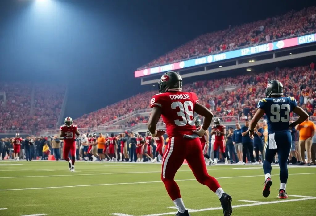 Chicago Bears players celebrating a touchdown during a game against the New York Giants