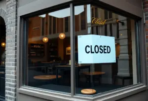 A Southern restaurant closed with a sign in Brooklyn, New York.