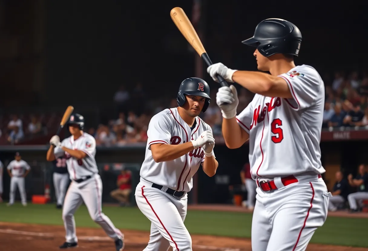 Illustration of a competitive baseball atmosphere highlighting a bidding war between teams.