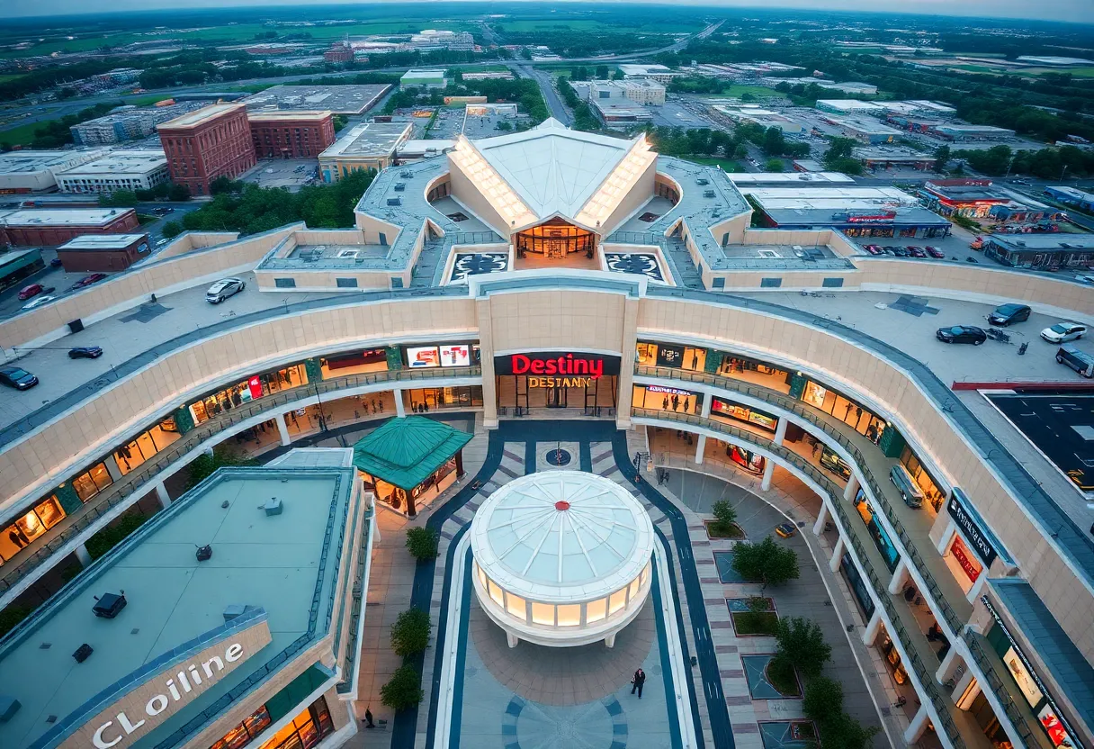 Aerial view of Destiny USA, New York's largest shopping mall