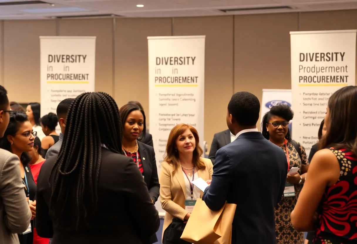 Conference attendees discussing diversity in procurement at the summit