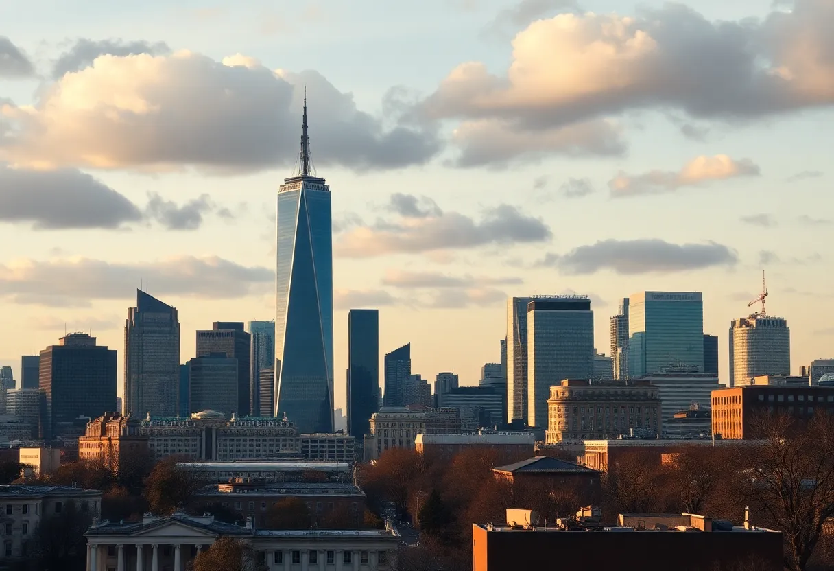 Cityscape representing founders' concerns and societal values