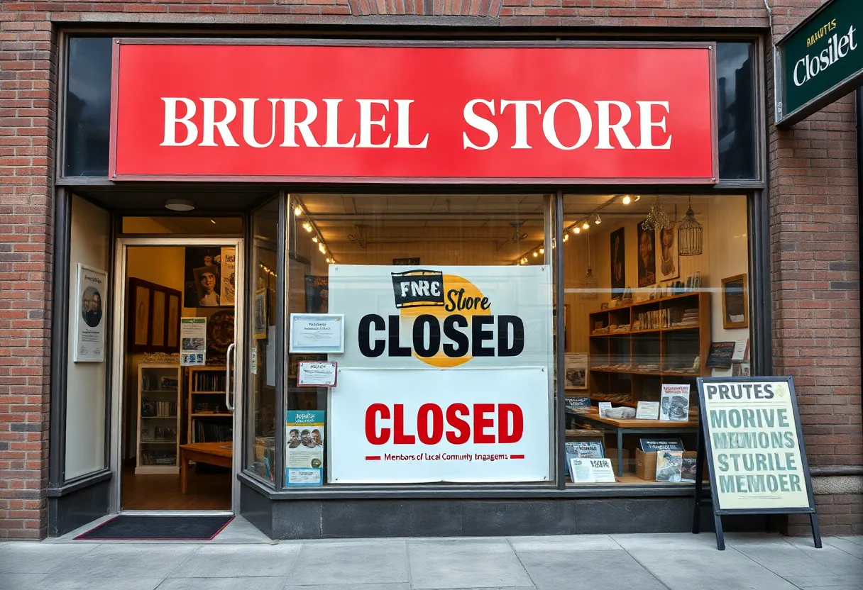 Closed storefront of George & Company, a historic retailer in Buffalo.