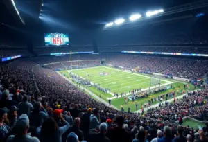Fans cheering at MetLife Stadium during an NFL game.