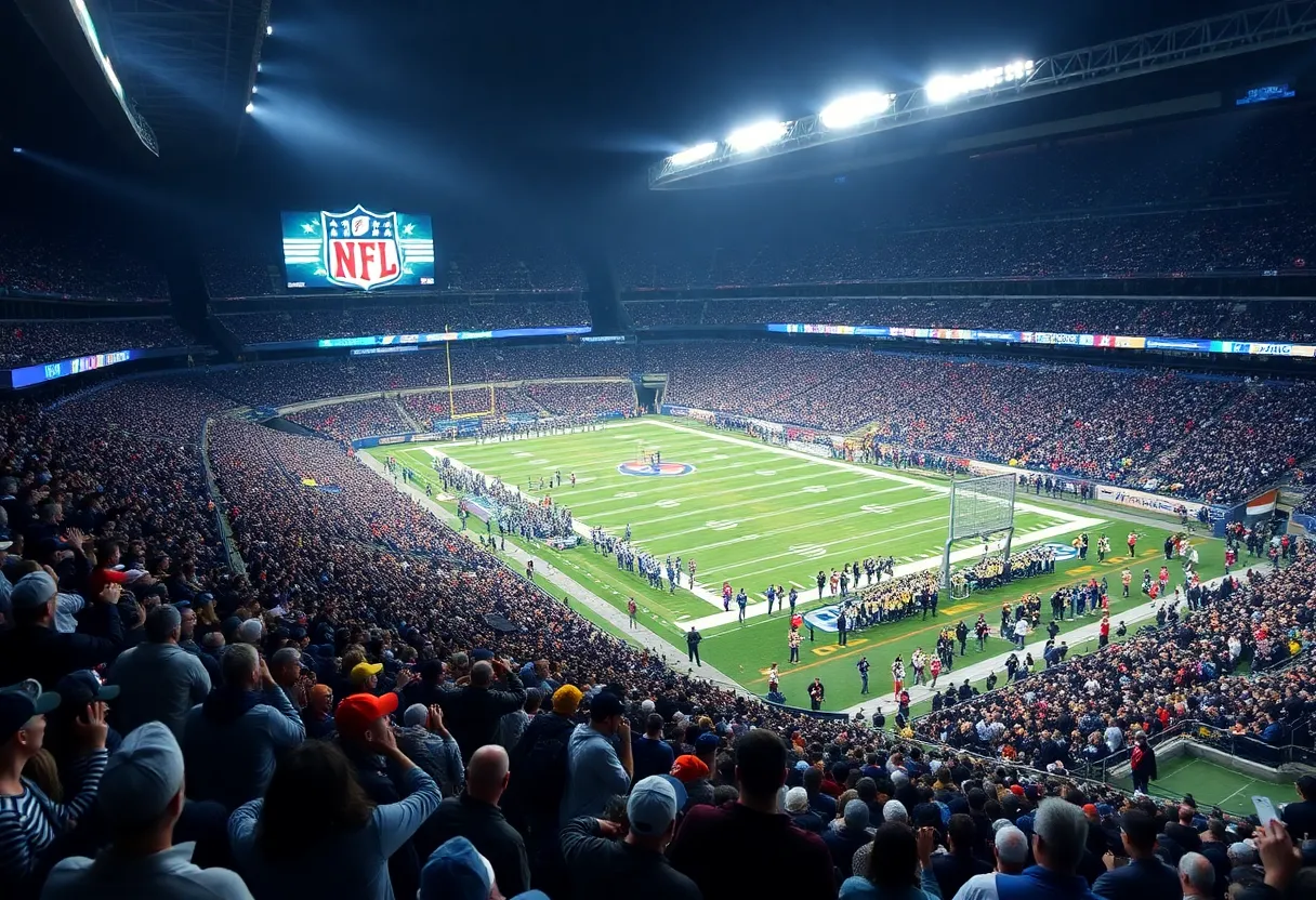 Fans cheering at MetLife Stadium during an NFL game.