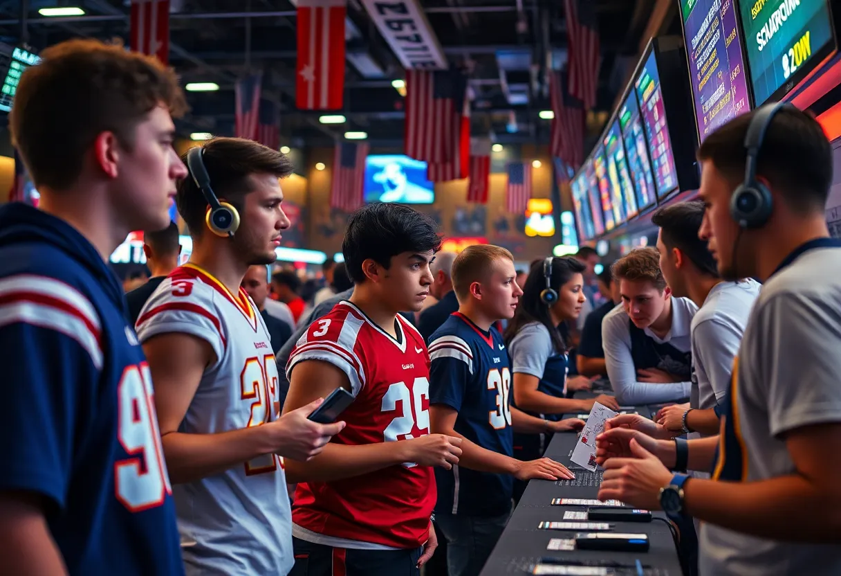 A depiction of an illegal sports betting environment with college athletes involved.