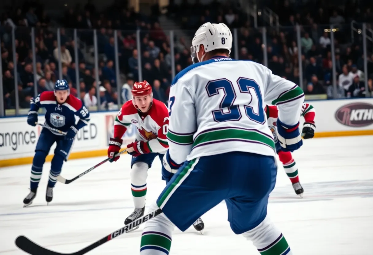 New York Islanders players celebrating a goal during the game against the New York Rangers.