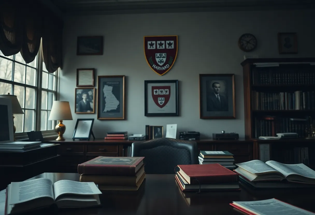 Larry Summers in front of a Harvard backdrop, conveying a reflective mood.