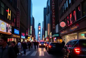 Peaceful Manhattan street at night