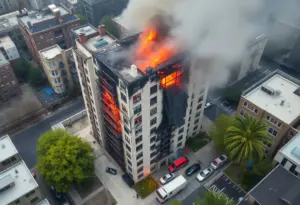 Firefighters responding to a fire in a Mount Vernon apartment building