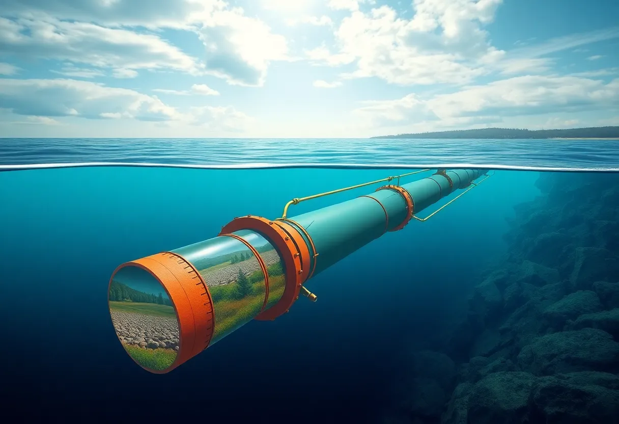 Illustration of the NESE natural gas pipeline underwater transport