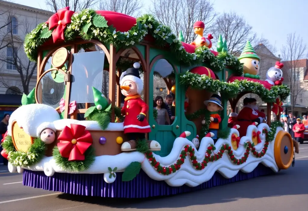 New float design for Macy's Thanksgiving Day Parade featuring festive decorations and characters.