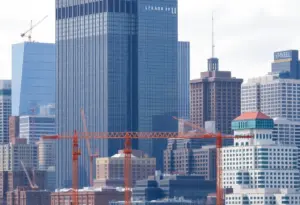 New York City skyline with construction cranes showcasing the real estate market