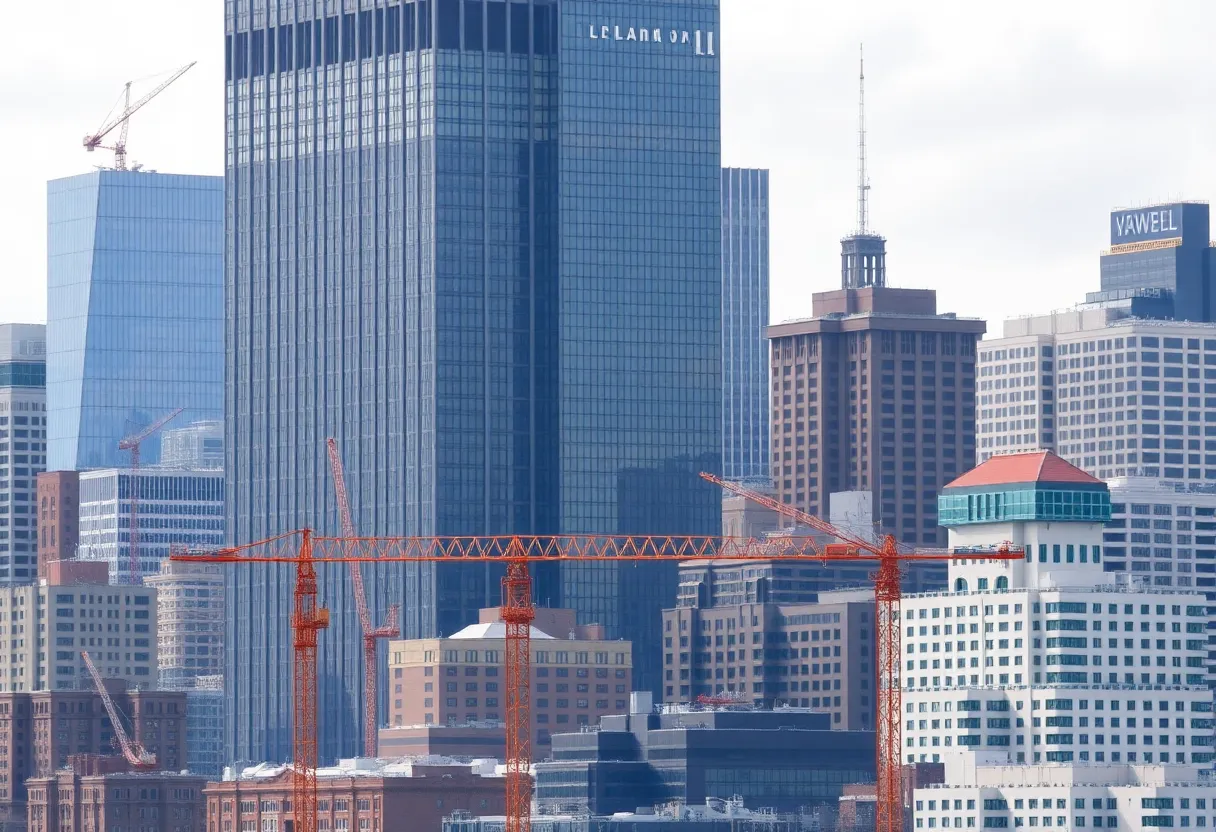 New York City skyline with construction cranes showcasing the real estate market