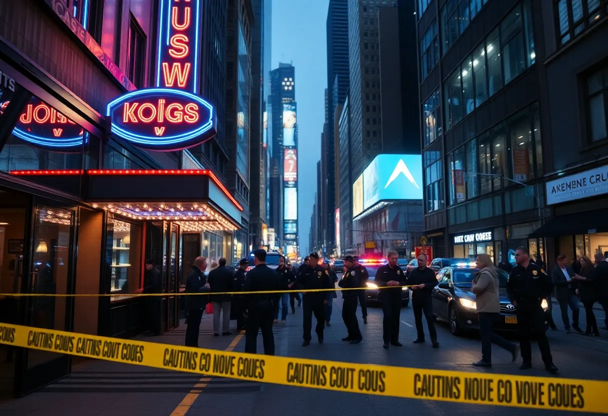 Police investigate a shooting scene near a nightclub in Midtown Manhattan