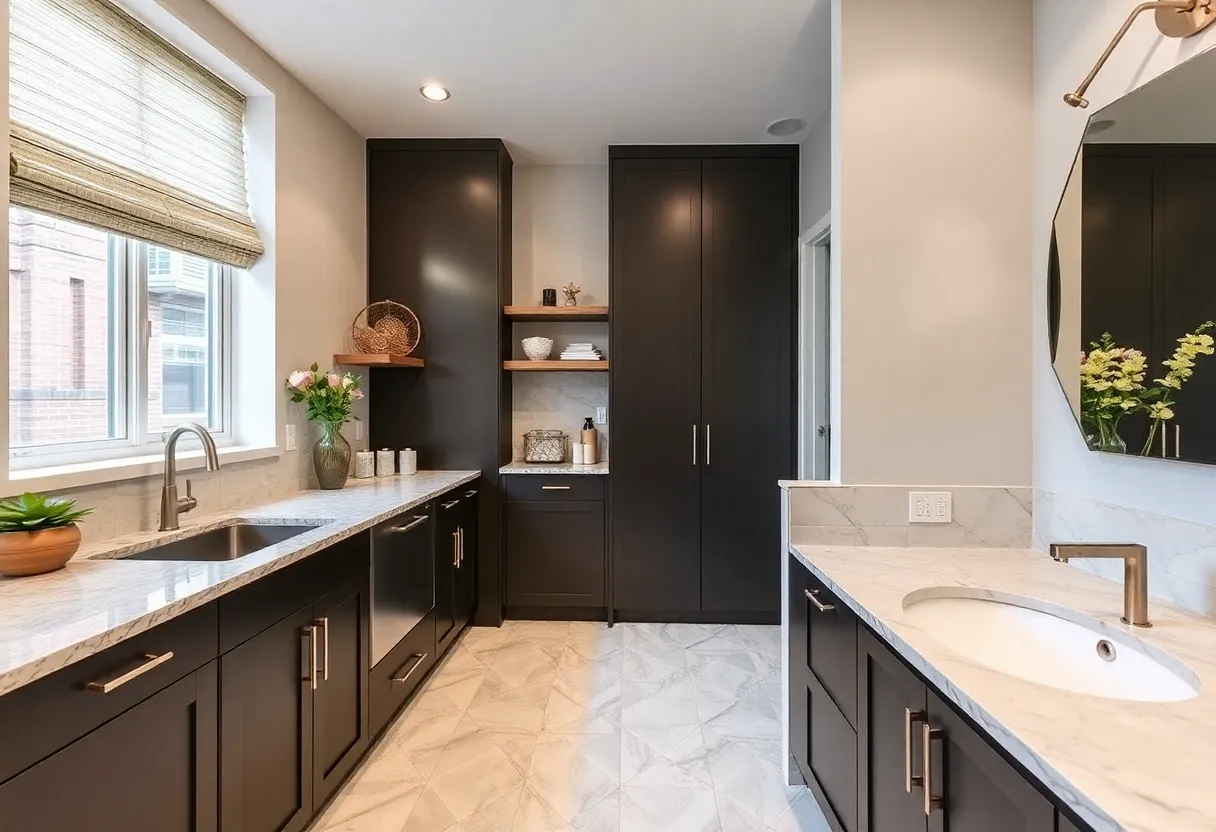 Renovated kitchen and bathroom in a contemporary New York home