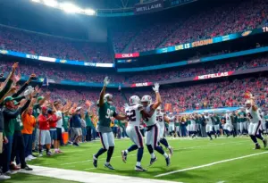 New York Jets players celebrating victory at MetLife Stadium