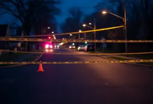 Crime scene in Newark following a shooting incident with police tape.