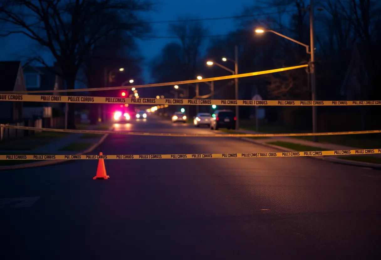 Crime scene in Newark following a shooting incident with police tape.