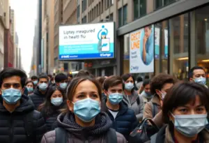 People in New York City wearing masks during flu season