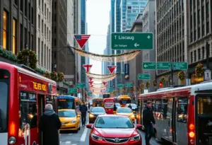 Holiday traffic congestion in New York City streets
