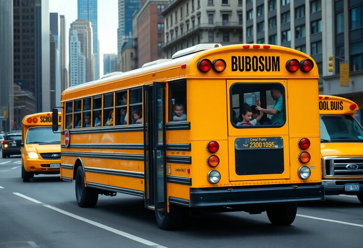 Yellow school bus in New York City