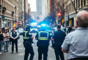 NYPD officers responding to a shooting incident on the Upper East Side