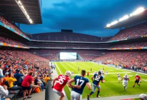 New England Patriots players celebrating a touchdown