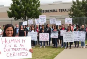 Protesters advocating for humane treatment of immigration detainees