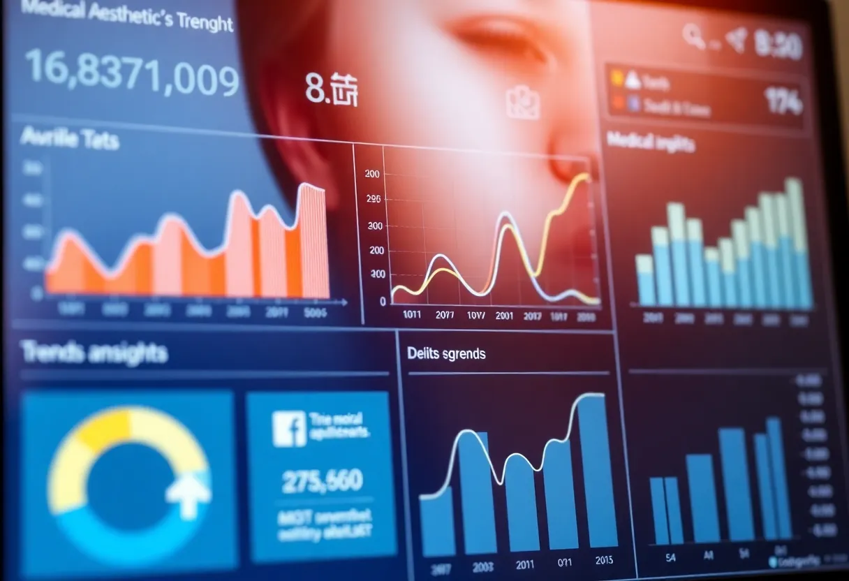 Screenshot of Qsight Social Intelligence dashboard showing analytics for medical aesthetics.