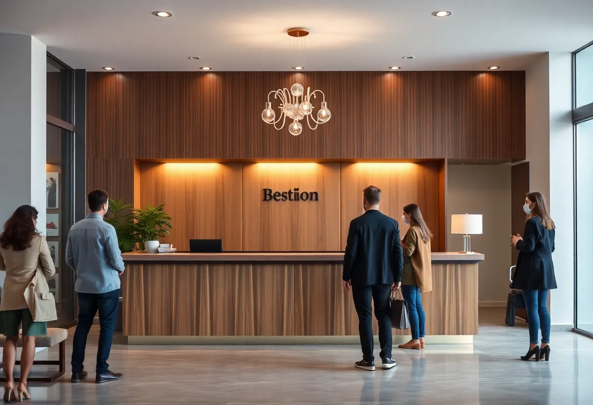 Empty reception area of Sonder Holdings apartment-style accommodation