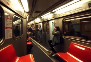 Subway surfing warning illustration