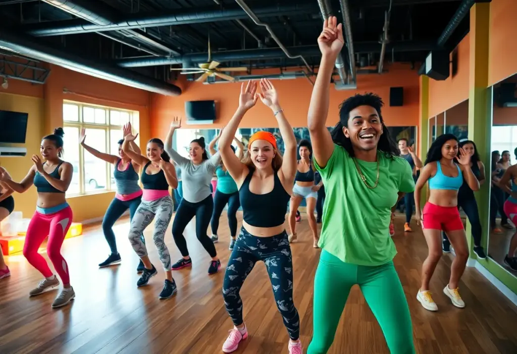 Diverse group workout at TRAPHAUS fitness studio in NYC's Lower East Side