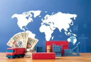 Illustration depicting the contraction of the U.S. trade deficit