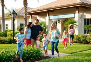 Families enjoying a sunny day in a welcoming Florida neighborhood.