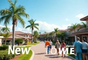 A vibrant Florida neighborhood inviting to new residents.